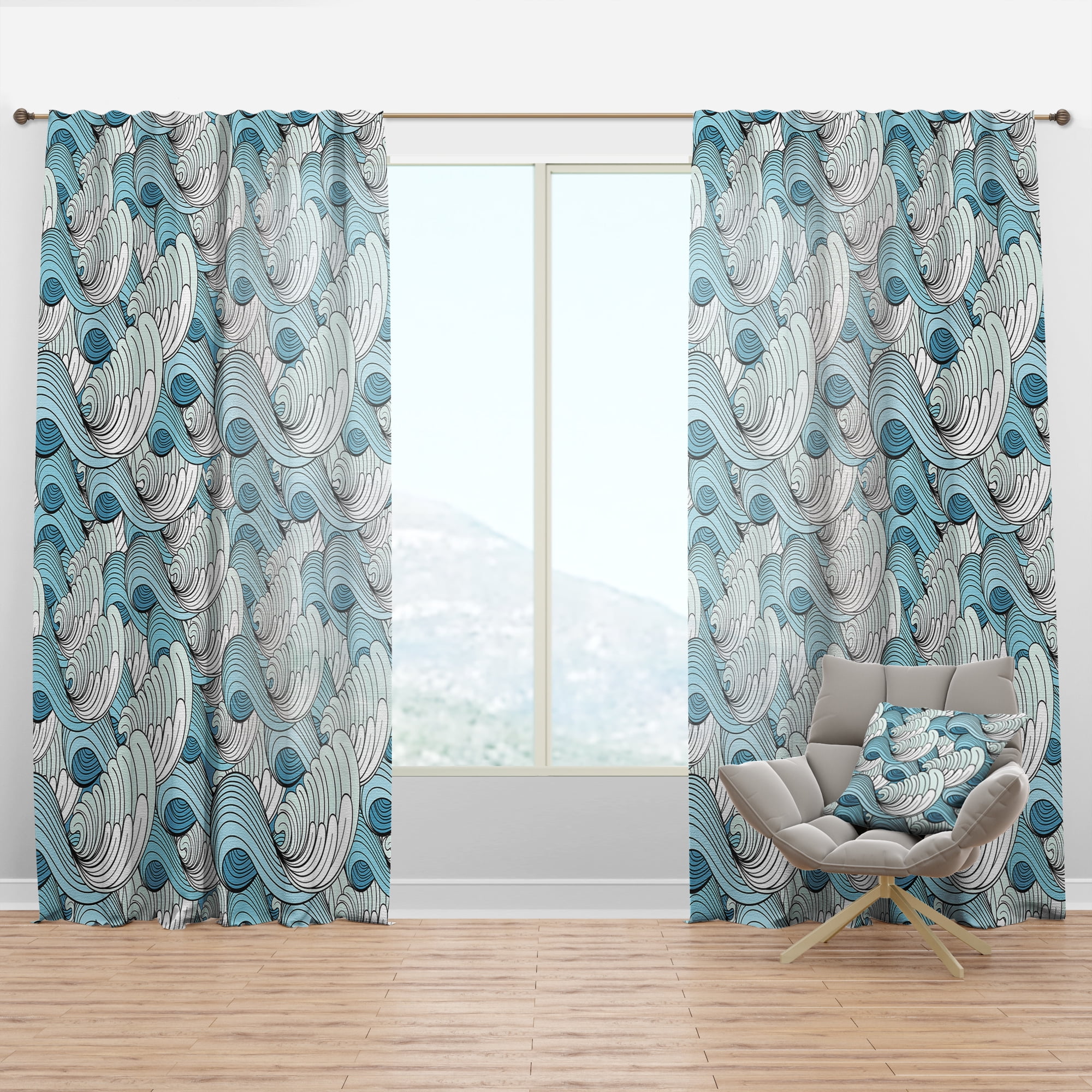 Designart 'Great Sea Wave Inspiration' Coastal Curtain Panel