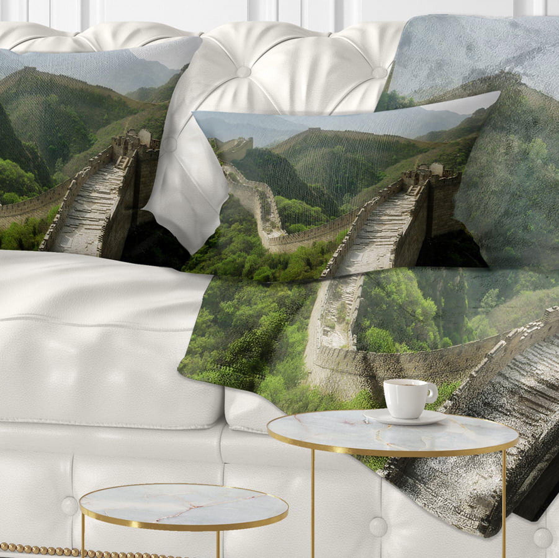 Designart Great Wall of China - Photography Throw Pillow - 12x20