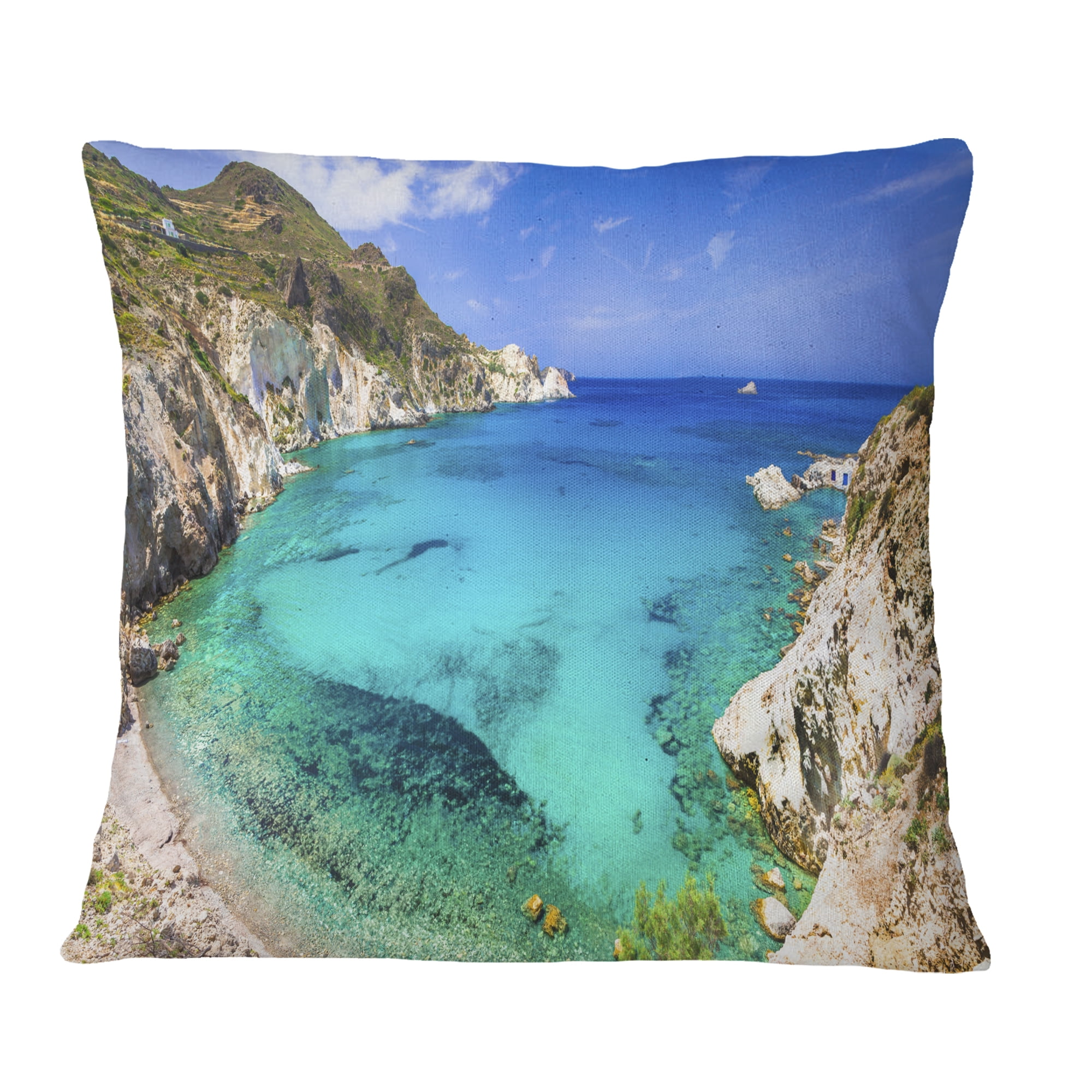 Designart Greece Beaches of Milos Island - Landscape Printed Throw Pillow - 16x16