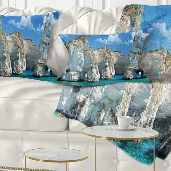 Designart Greek Holidays - Cityscape Photo Throw Pillow - 12x20