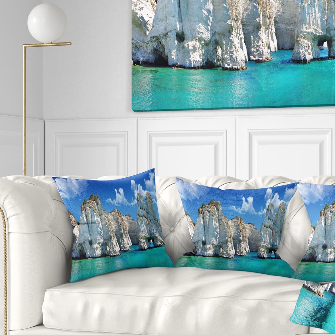 Designart Greek Holidays - Cityscape Photo Throw Pillow - 16x16