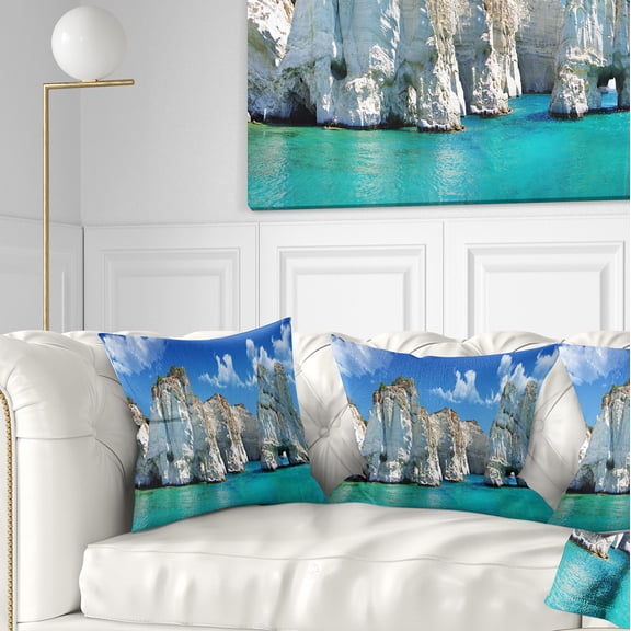 Designart Greek Holidays - Cityscape Photo Throw Pillow - 18x18
