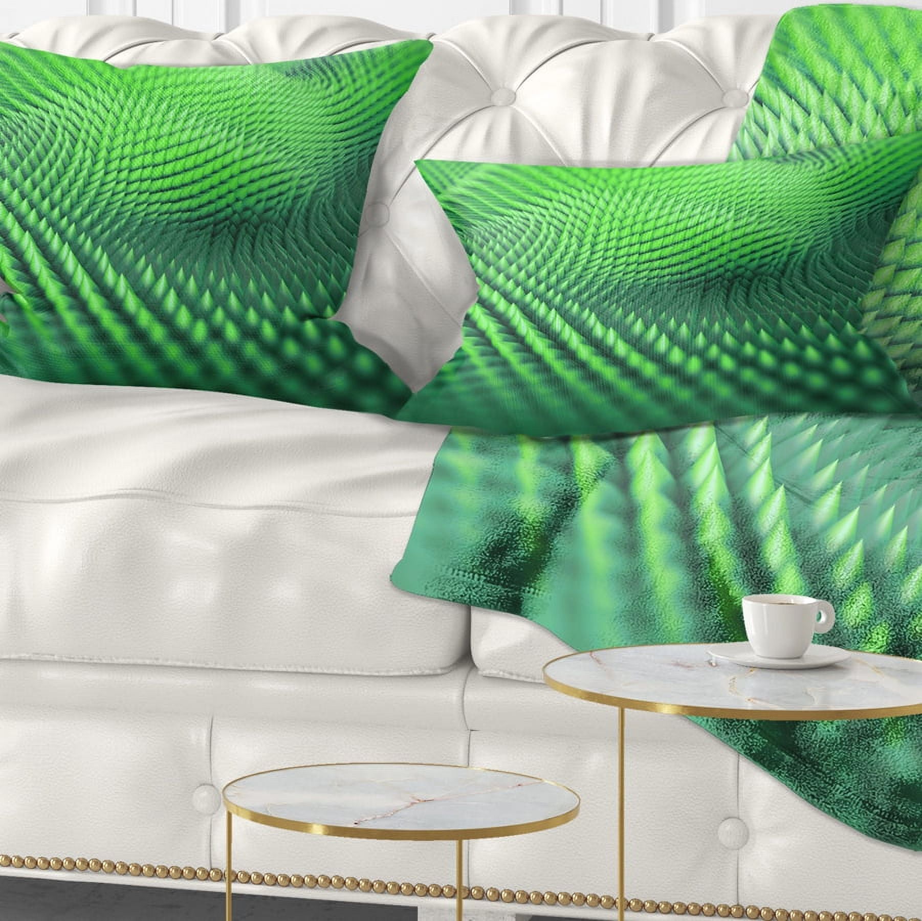 Designart Green 3D Spiny Texture - Abstract Throw Pillow - 12x20