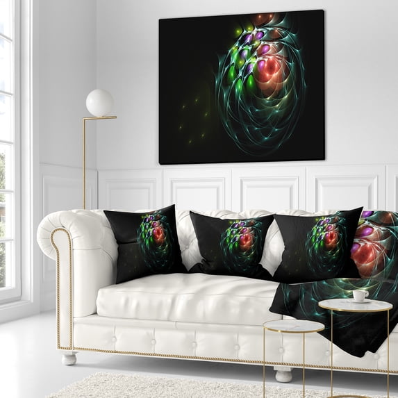 Designart Green 3D Surreal Fractal Design - Abstract Throw Pillow - 16x16