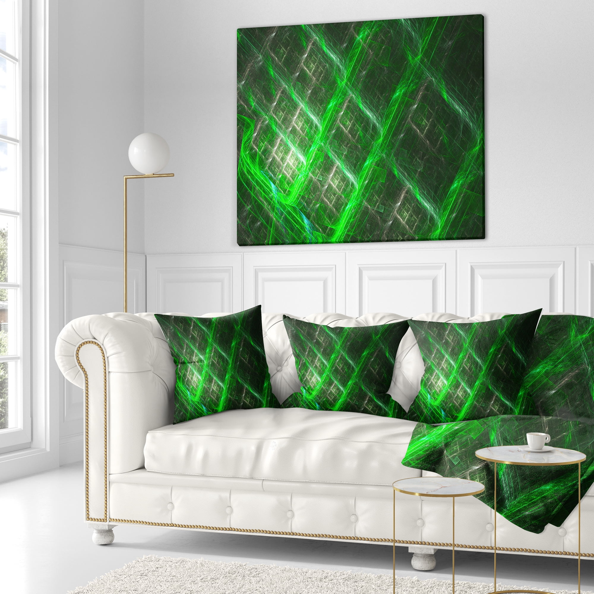 Designart Green Abstract Metal Grill - Abstract Throw Pillow - 16x16