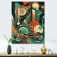 thumbnail image 1 of Designart "Green And Orange Mid Century Innovations IV" Modern Midcentury Canvas Print, 1 of 5