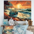 thumbnail image 1 of Designart "Green And Orange Retro Van On The Coastline II" Retro Car Canvas Art Print, 1 of 5