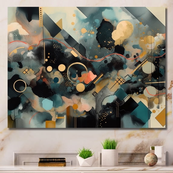 Designart "Green And Yellow Modern Artistic Expressions II" Abstract Wall Art For Kitchen