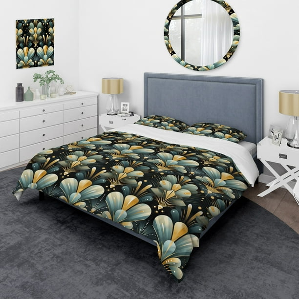 Designart Green Art Decor Damask III Damask Bedding Covert Set Bohemian Eclectic Bed Set With 1 Sham Walmart Business Supplies
