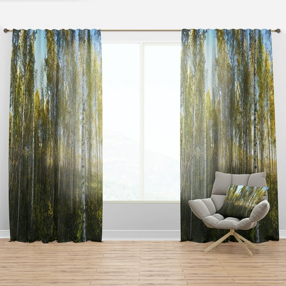 Designart 'Green Autumn Trees' Landscape Curtain Panel