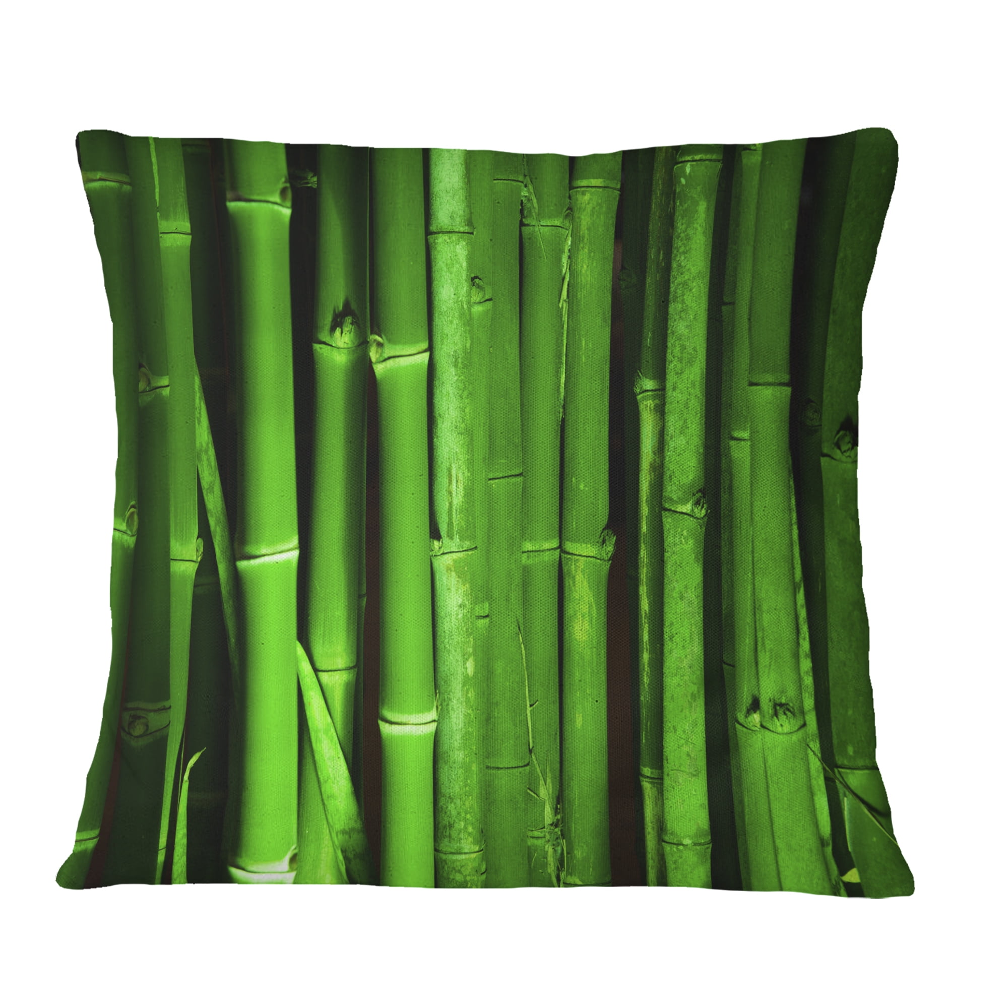 Designart Green Bamboo Forest - Floral Throw Pillow - 18x18