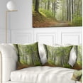 thumbnail image 1 of Designart Green Beach Forest Pathway - Landscape Photo Throw Pillow - 16x16, 1 of 5