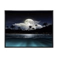 thumbnail image 1 of Designart 'Green Beach Under Tropical Full Moon' Modern Framed Canvas Wall Art Print, 1 of 5