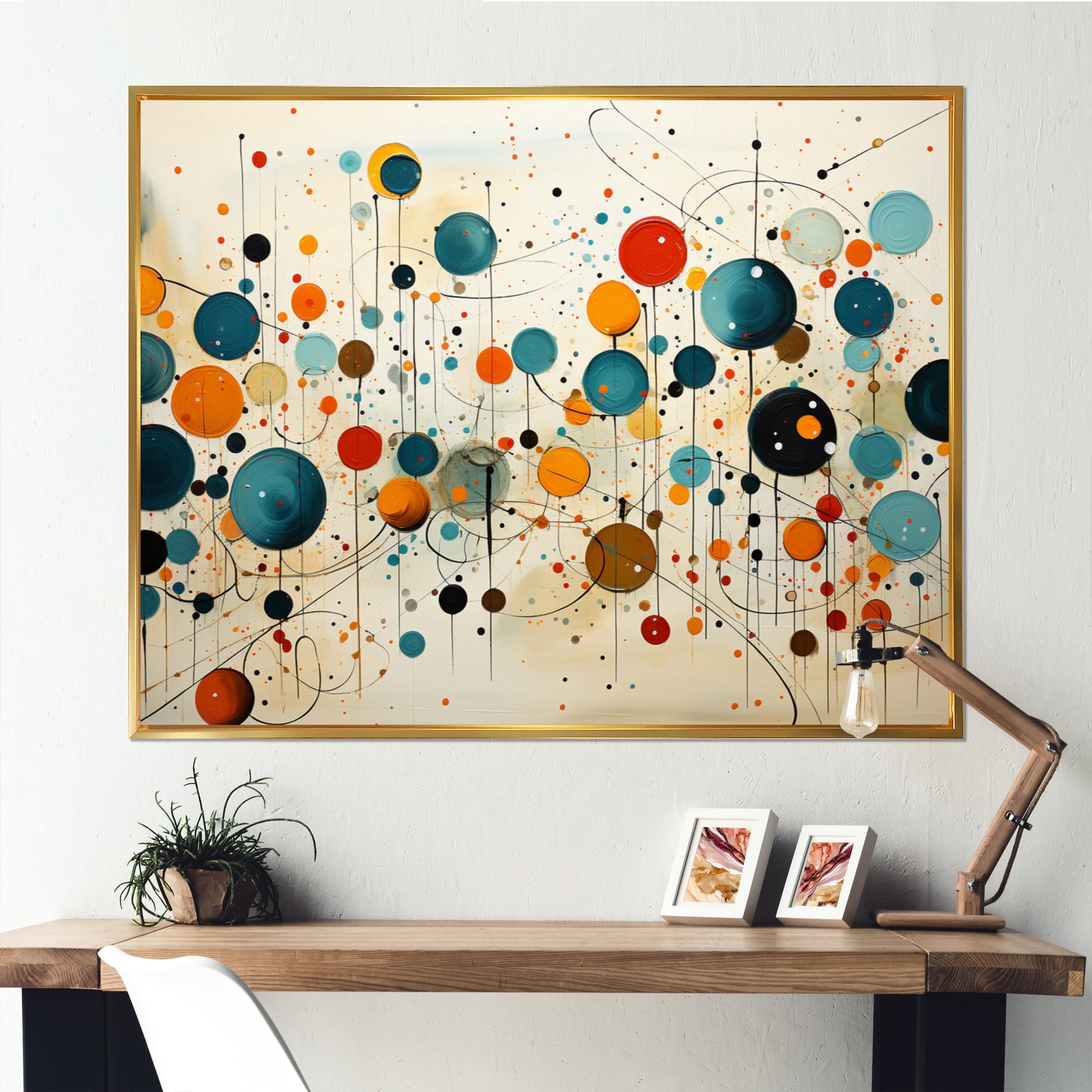 Designart "Green Beige Mid Century modern Retro IV" Mid-century Floater