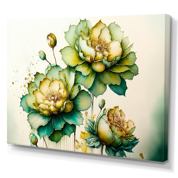 Designart Green Blooming Daffodils Canvas Wall Art