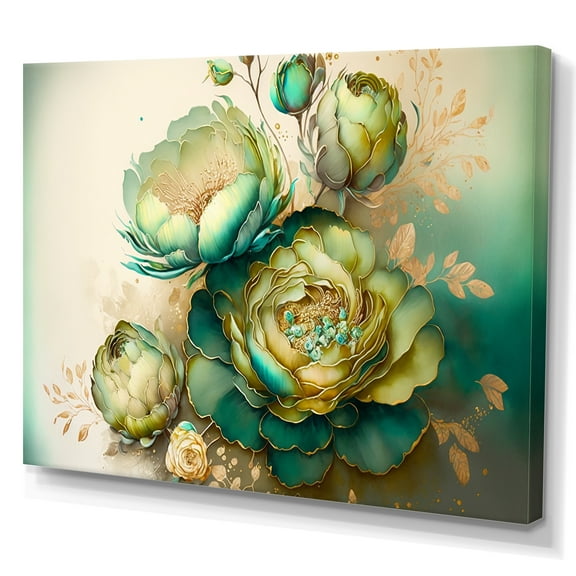 Designart Green Blooming Rose Canvas Wall Art