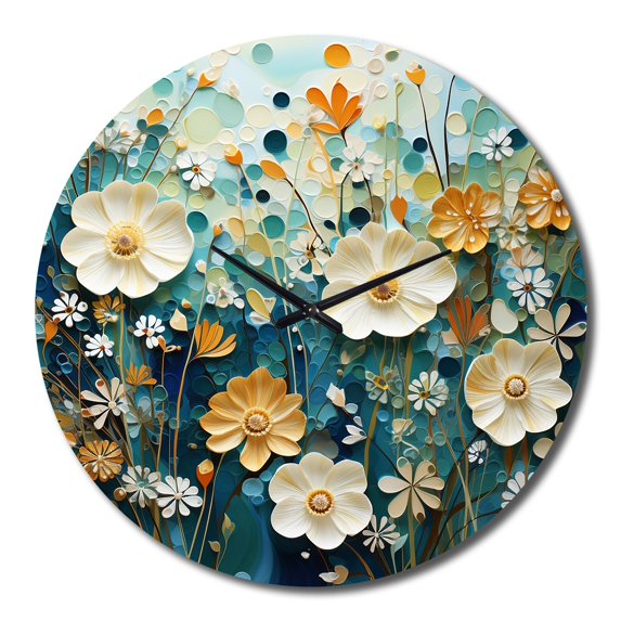 Designart "Green Blue Calm Oasis II" Abstract Botanicals Oversized Wall Clock