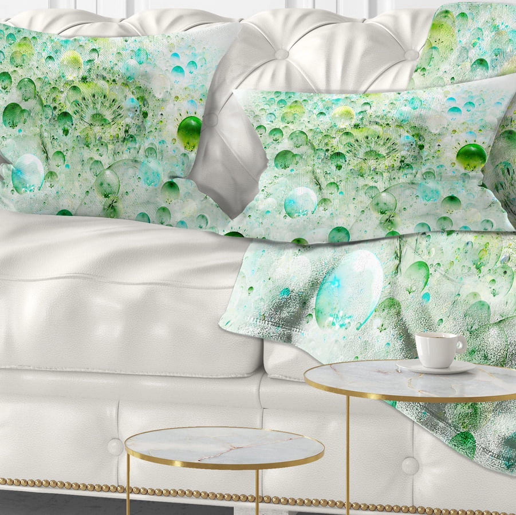 Designart Green Blue Fractal Molecules - Abstract Throw Pillow - 12x20