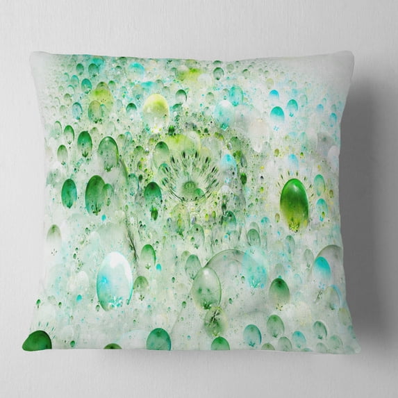 Designart Green Blue Fractal Molecules - Abstract Throw Pillow - 18x18