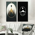 thumbnail image 1 of Designart "Green Blue Moonlit Peaks Minimalism" Abstract Landscape Framed Wall Art Set Of 2 - Modern Blue Frame Gallery Set For Office Decor, 1 of 6