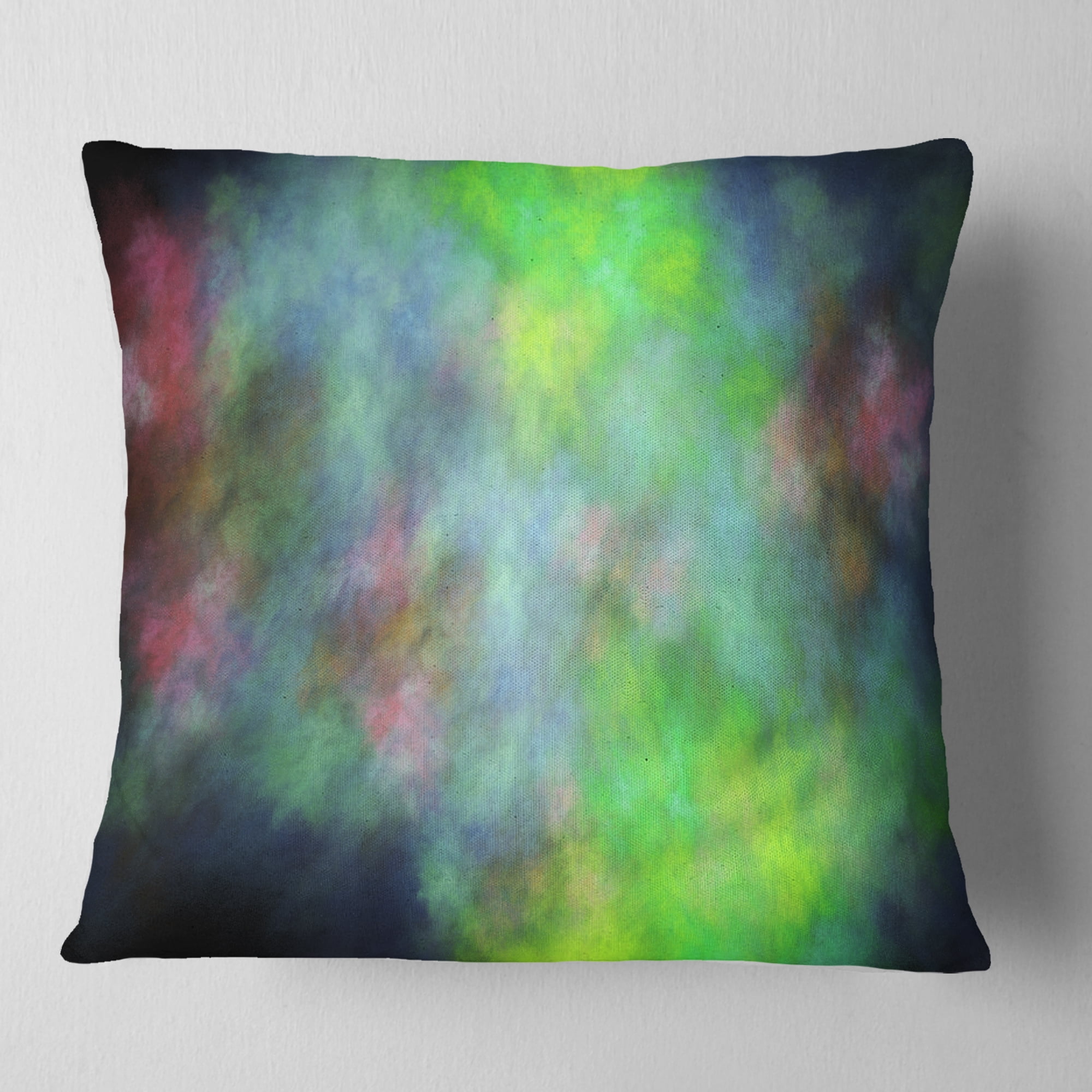 Designart Green Blue Sky with Stars - Abstract Throw Pillow - 16x16