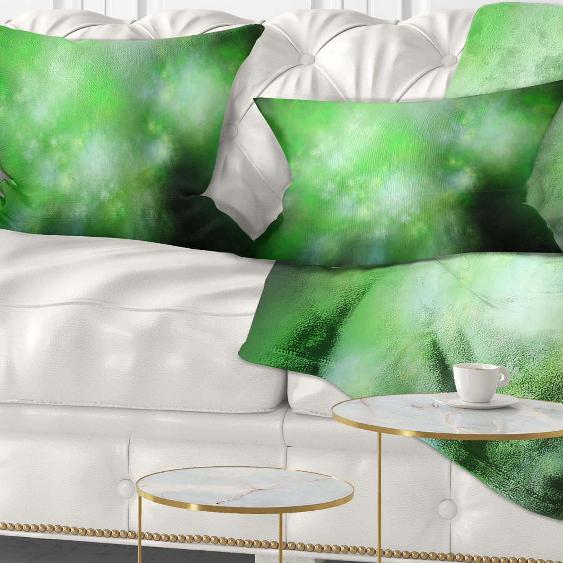Designart Green Blur Sky with Stars - Abstract Throw Pillow - 12x20