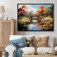 thumbnail image 1 of Designart "Green Bridge expressionist Crossing An" Architecture Floater Framed Wall Art Print, 1 of 7