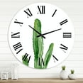 thumbnail image 1 of Designart 'Green Cactus South Western Plant Botanical Detail' Tropical Wall Clock, 1 of 5