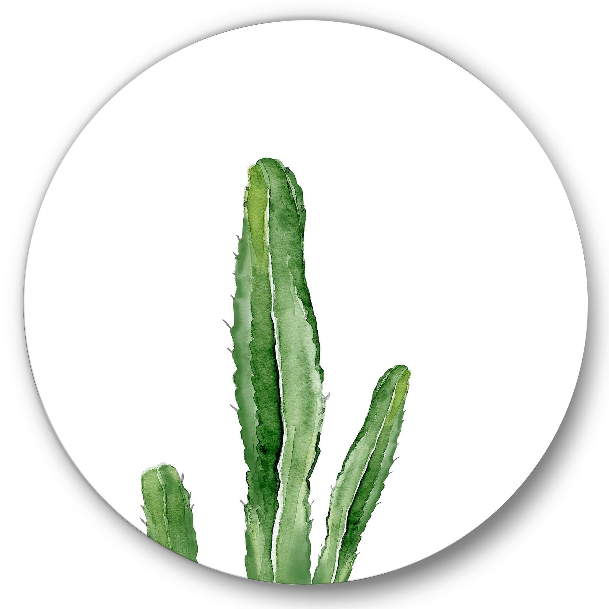 Designart 'Green Cactus South Western Plant' Tropical Circle Metal Wall Art 29x29 - Disc of 29