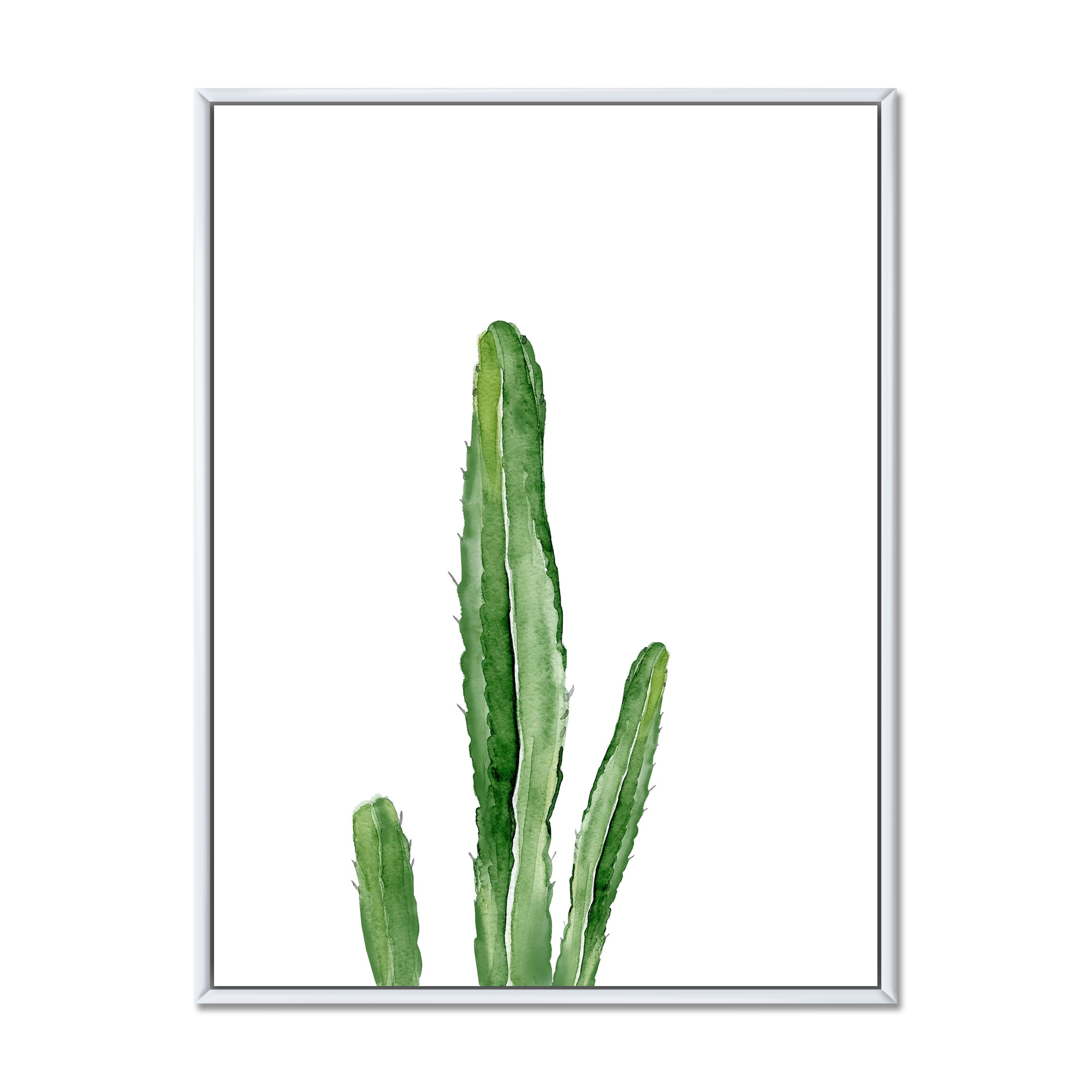 Designart 'Green Cactus South Western Plant' Tropical Framed Canvas Wall Art Print