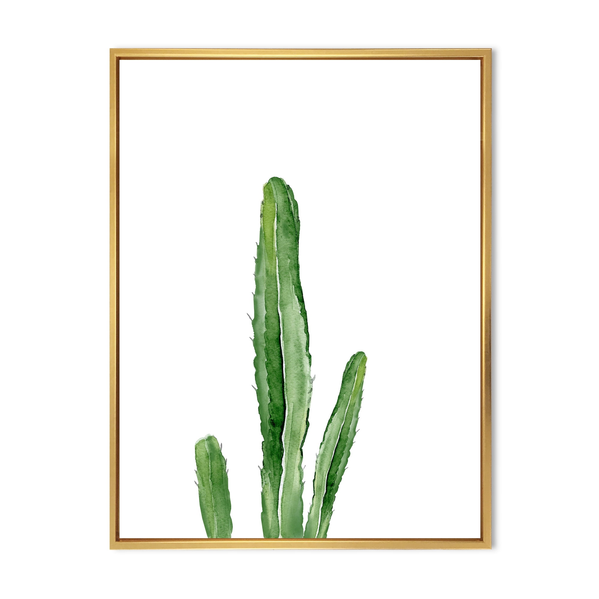 Designart 'Green Cactus South Western Plant' Tropical Framed Canvas Wall Art Print