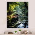thumbnail image 1 of Designart "Green Canal peaceful Reflections" Canals Metal Art Print, 1 of 1