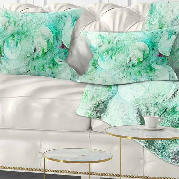 Designart Green Circles Fractal Texture - Abstract Throw Pillow - 12x20