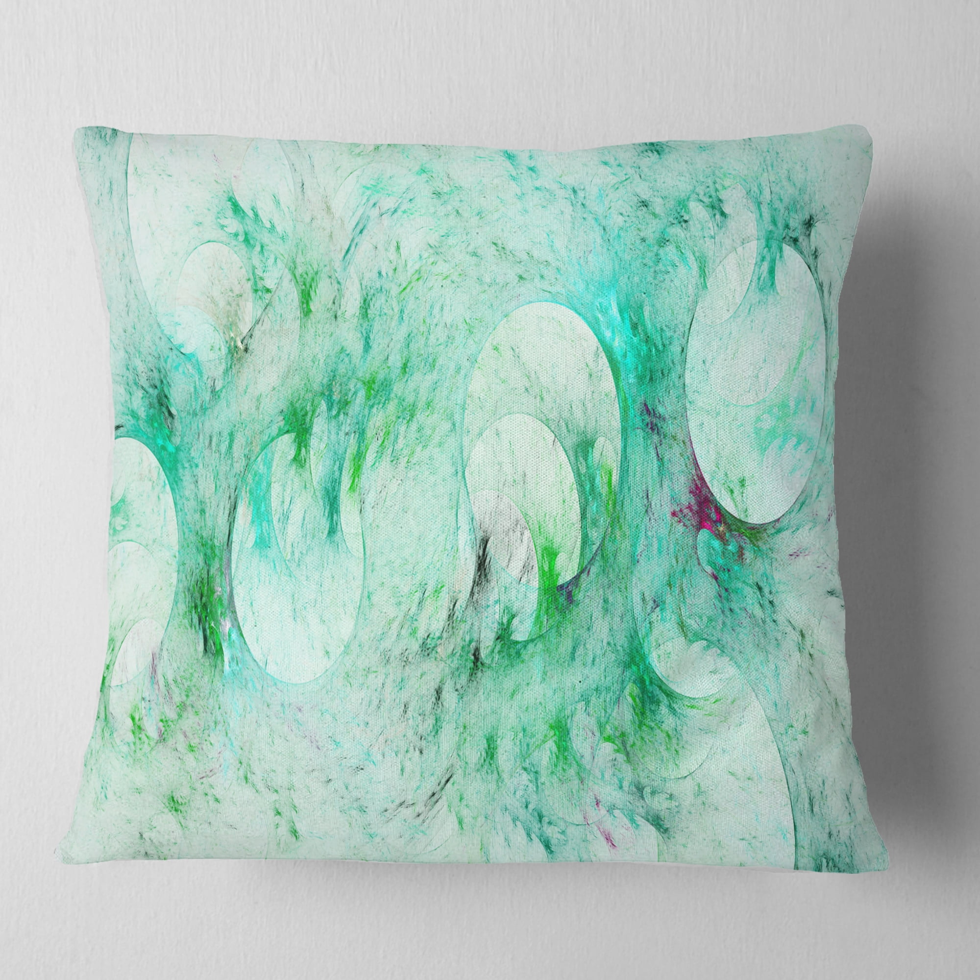 Designart Green Circles Fractal Texture - Abstract Throw Pillow - 16x16