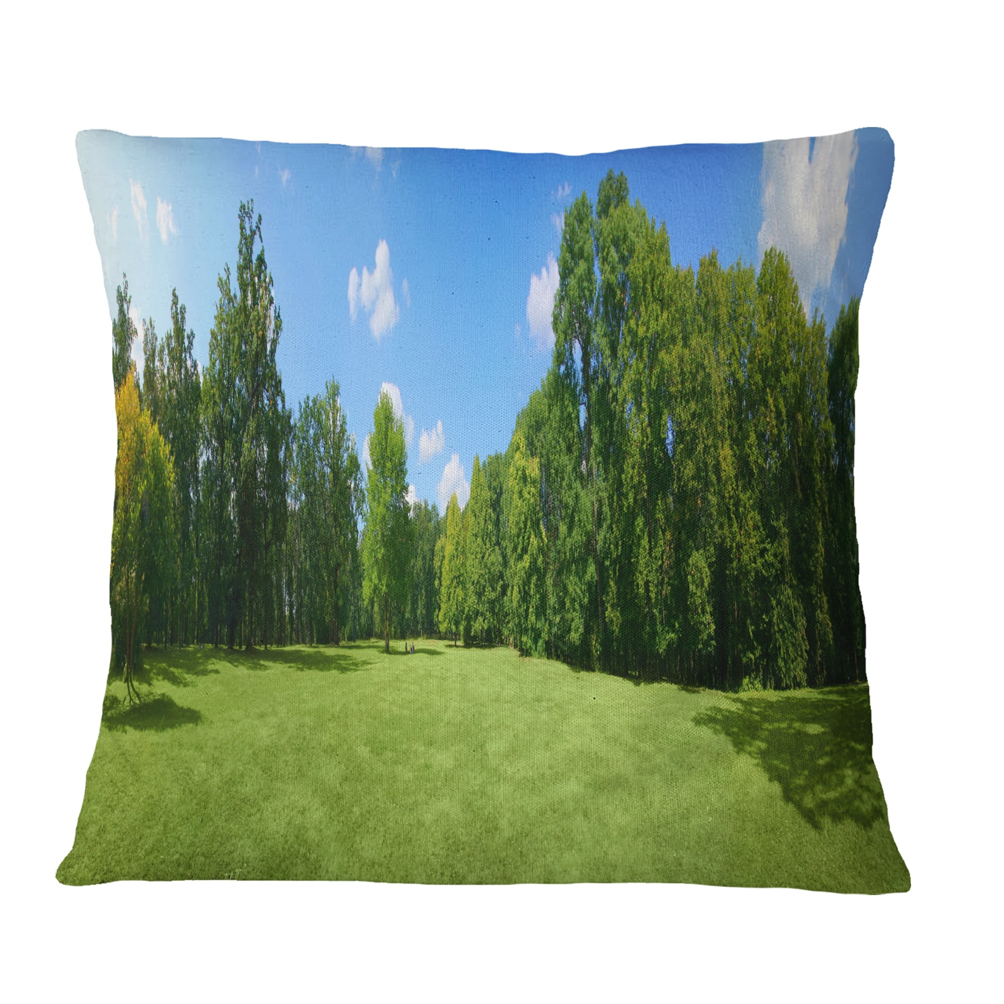 Designart Green City Park Panorama - Landscape Printed Throw Pillow - 18x18