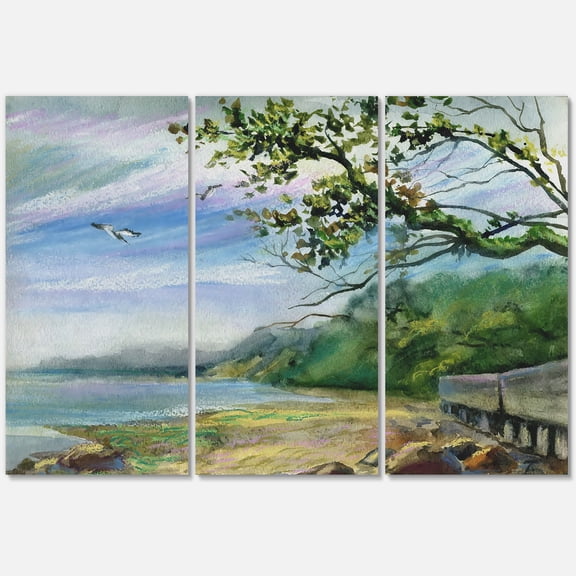 Designart ' Green Coast of The Baltic Sea ' Nautical & Coastal Canvas Wall Art Print