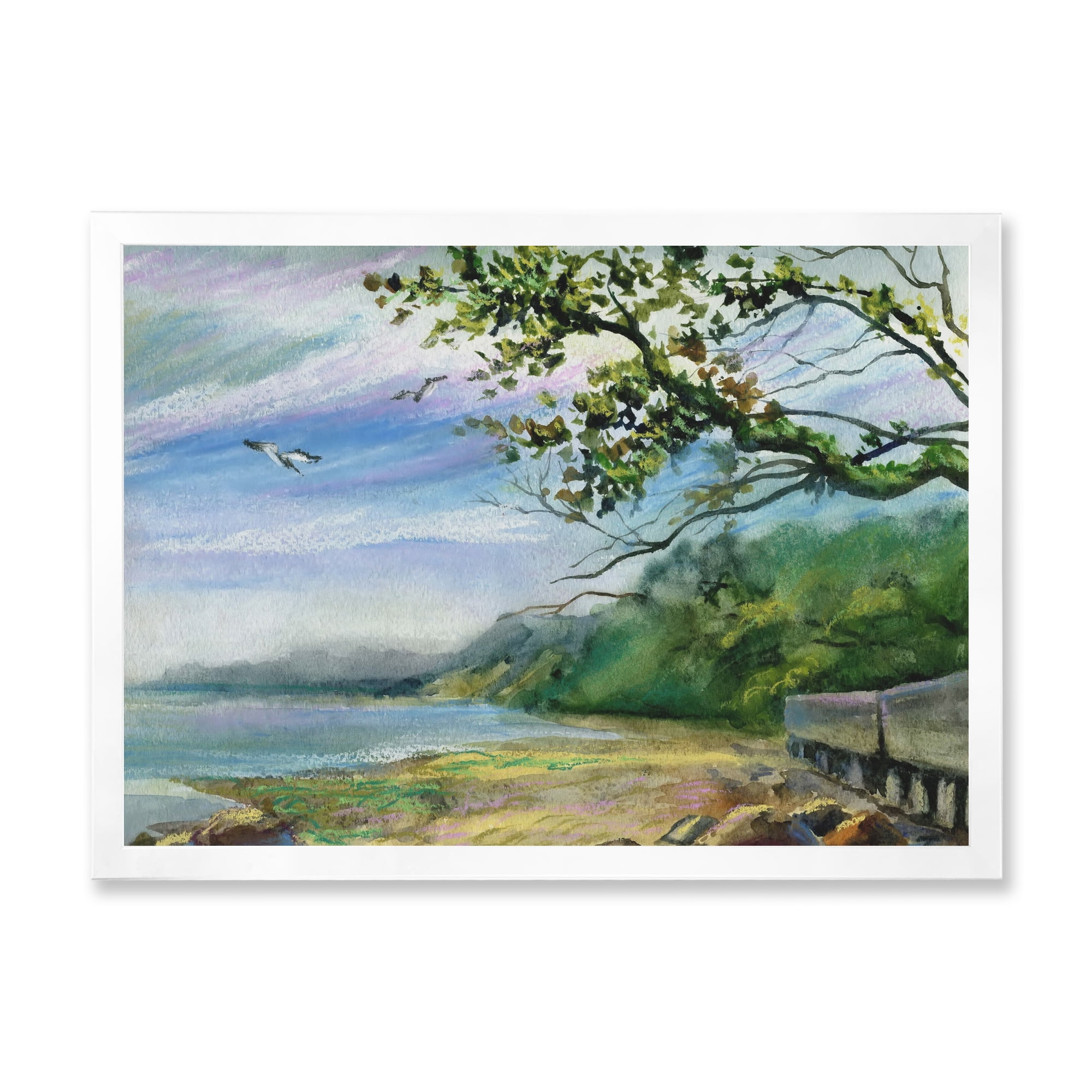 Designart 'Green Coast of The Baltic Sea' Nautical & Coastal Framed Art Print