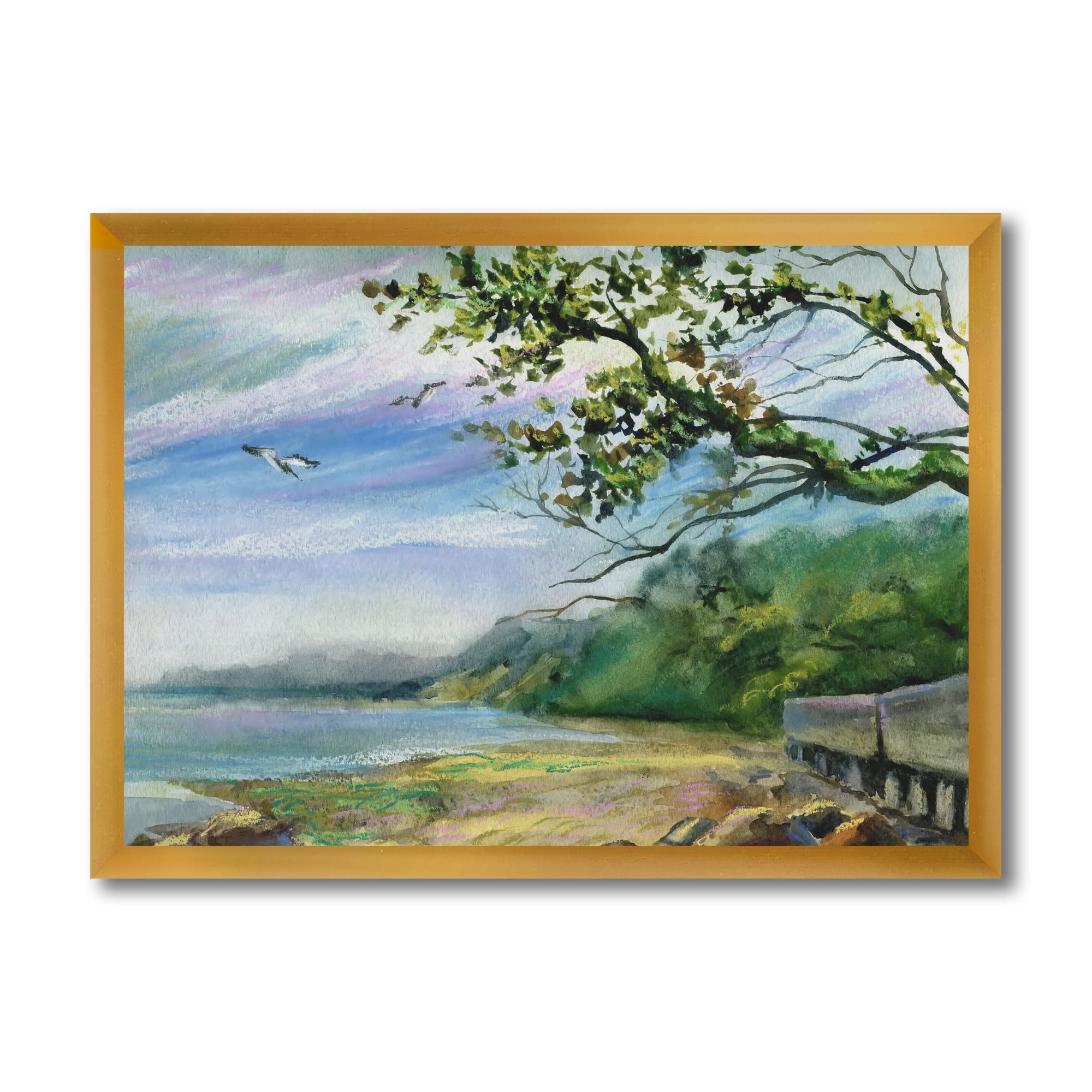 Designart 'Green Coast of The Baltic Sea' Nautical & Coastal Framed Art Print