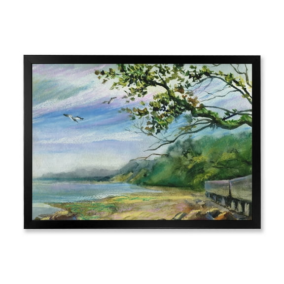 Designart 'Green Coast of The Baltic Sea' Nautical & Coastal Framed Art Print