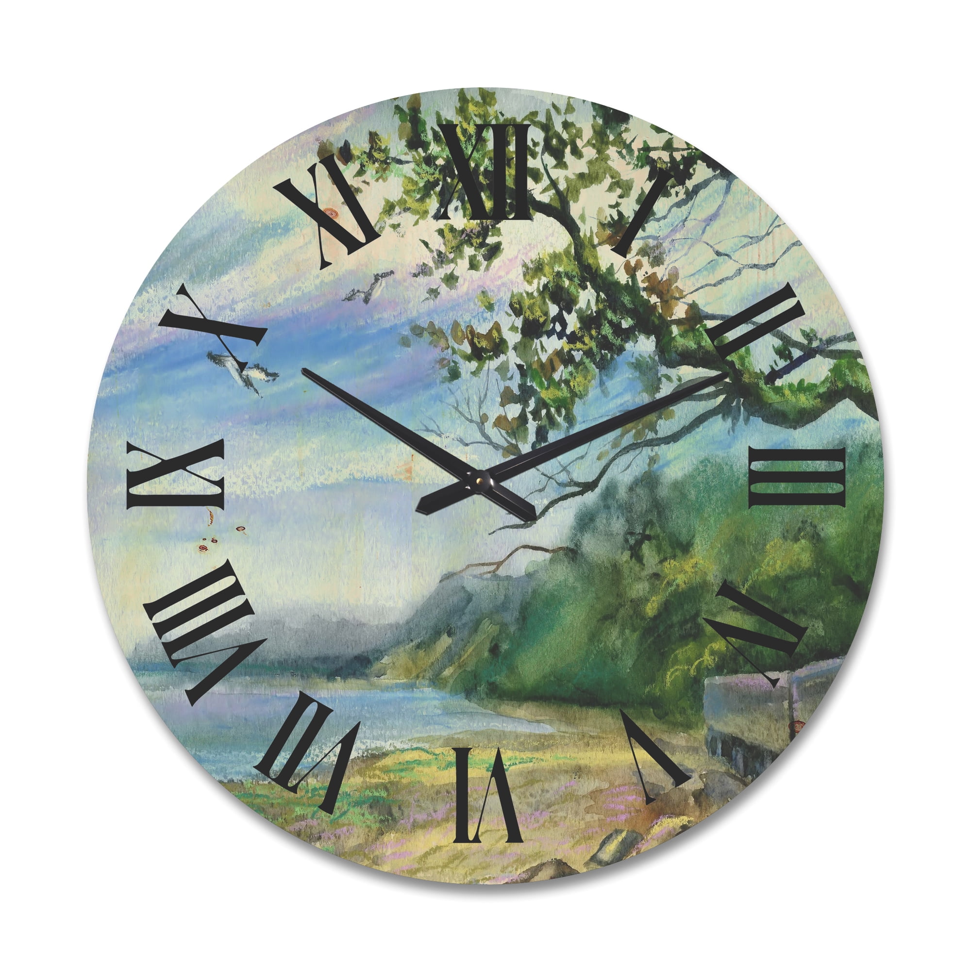 Designart 'Green Coast of The Baltic Sea' Nautical & Coastal Wood Wall Clock
