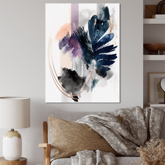Designart "Green Dancing Of Tropical Leaves II" Floral Leaves Canvas Wall Art