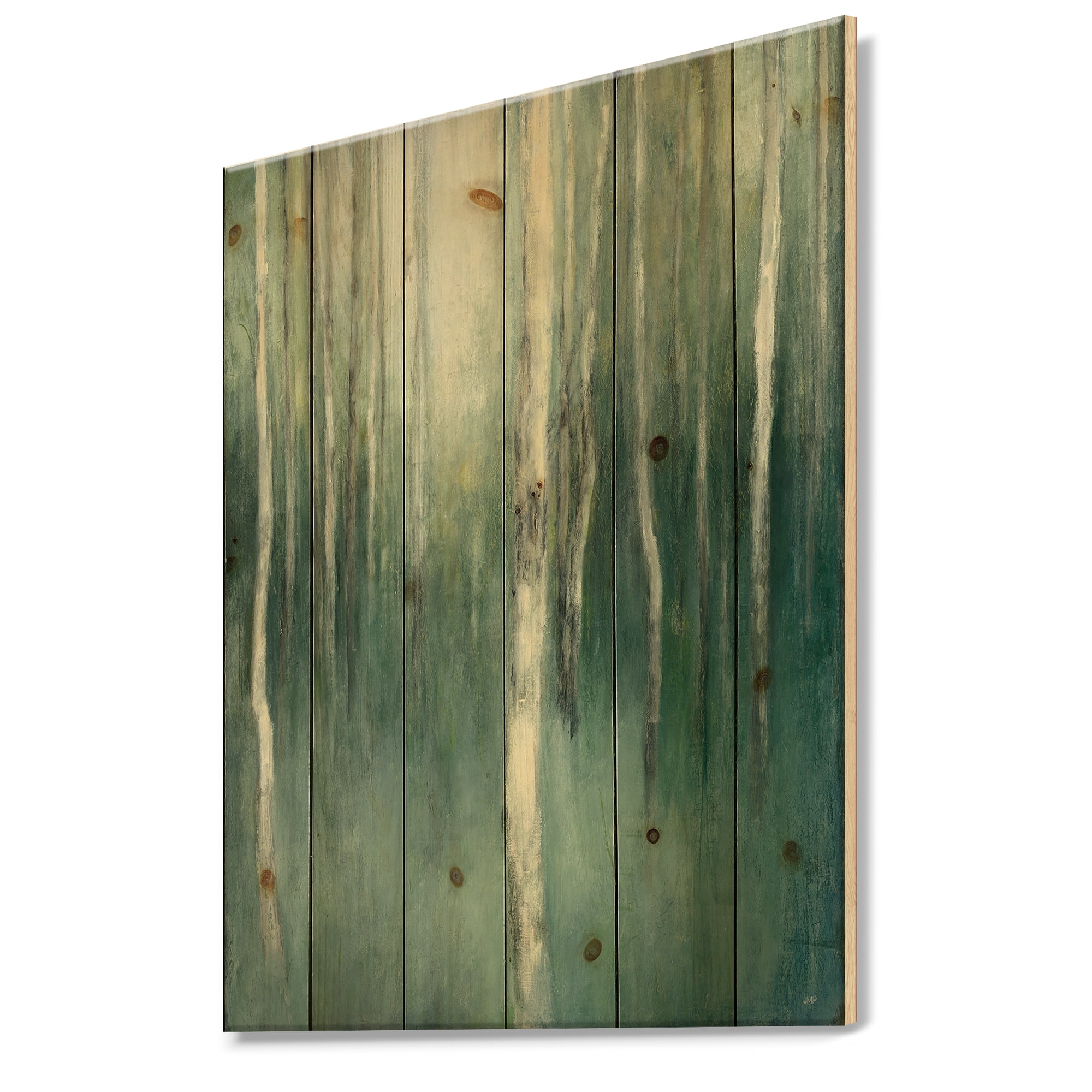 Designart 'Green Dream Forest' Traditional Landscape Print on Natural Pine Wood