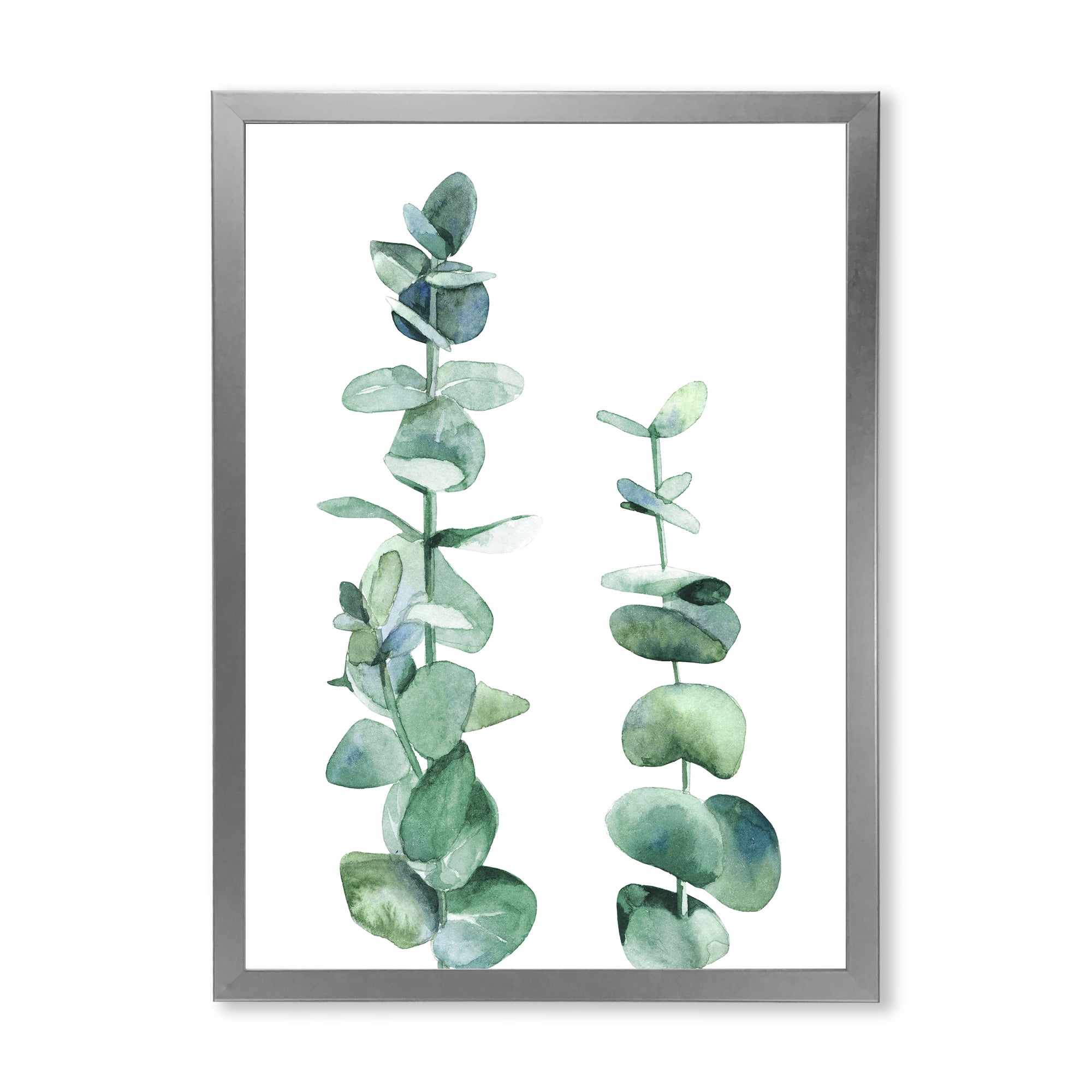 Designart 'Green Eucalyptus Branch' Tropical Framed Art Print