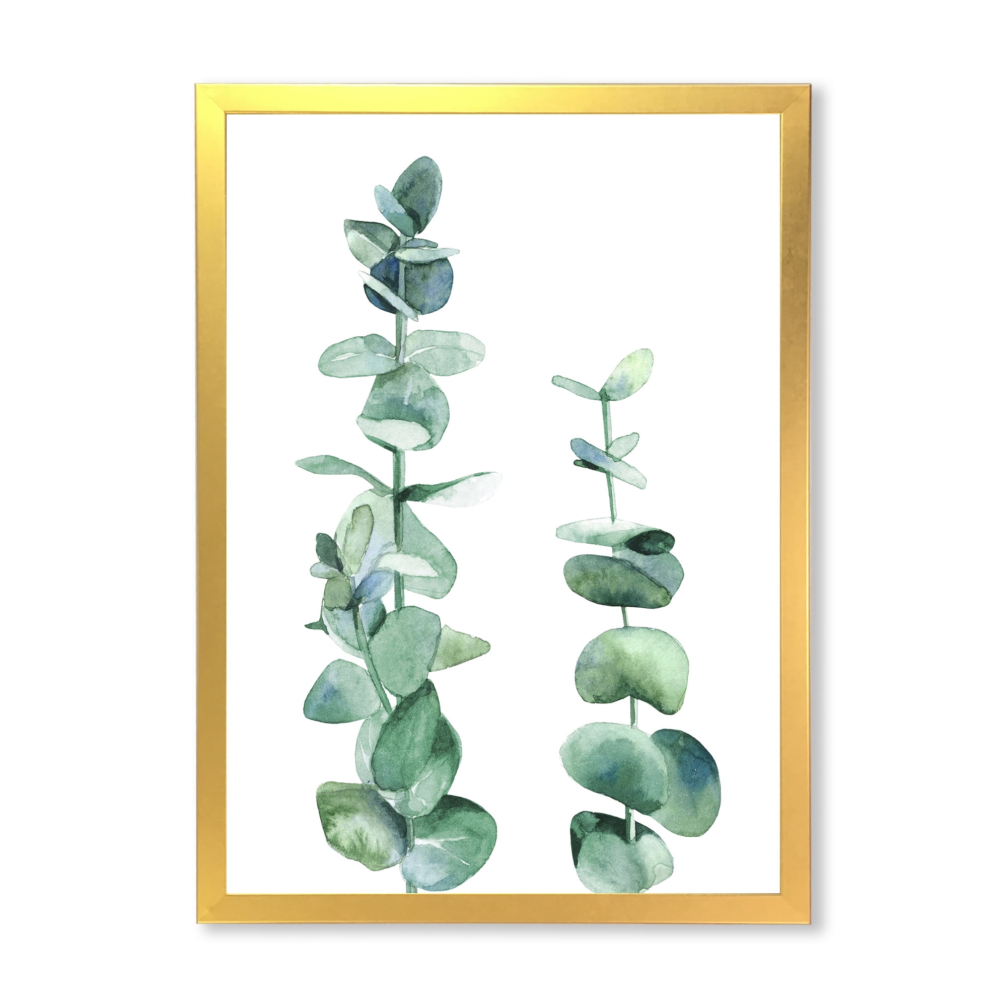 Designart 'Green Eucalyptus Branch' Tropical Framed Art Print