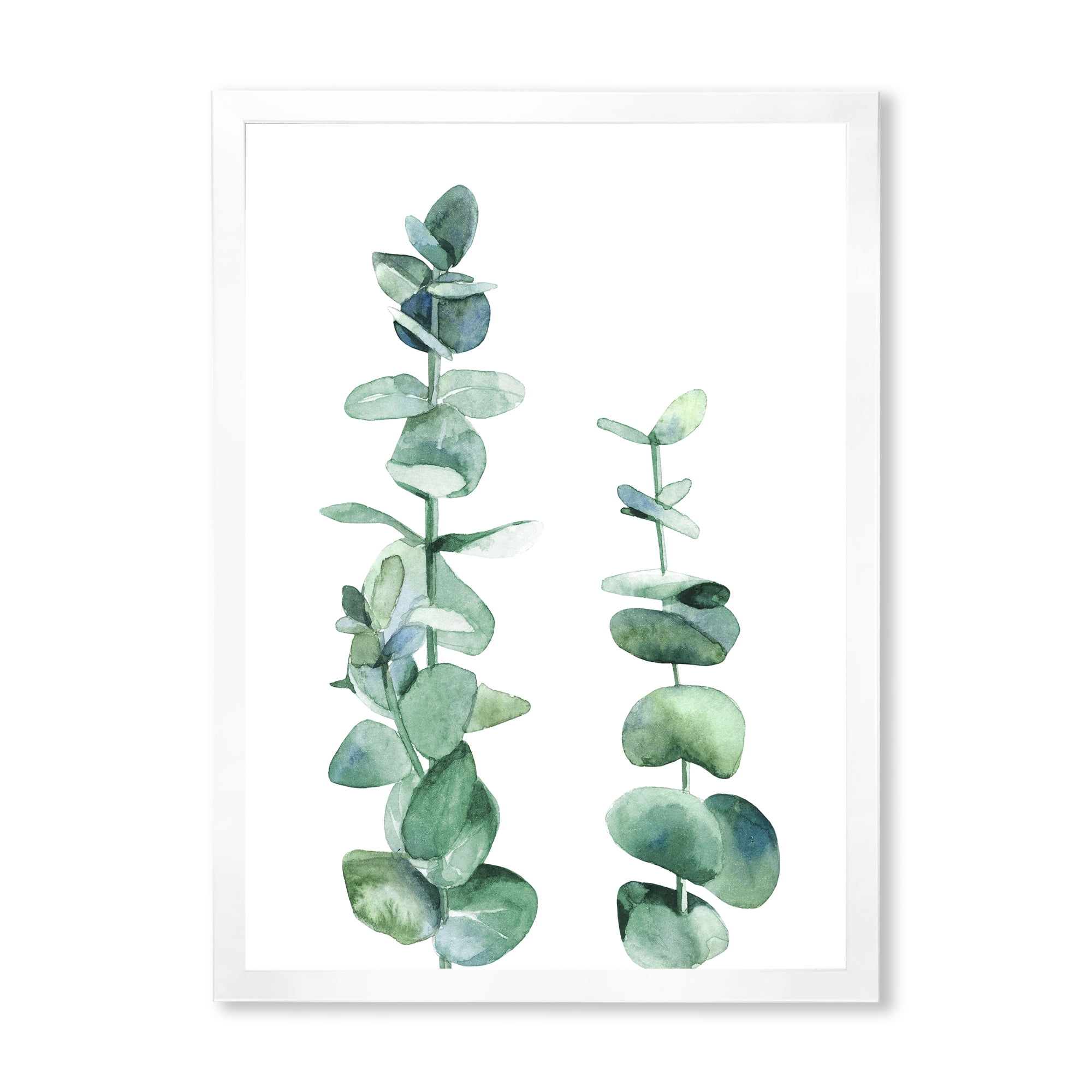 Designart 'Green Eucalyptus Branch' Tropical Framed Art Print