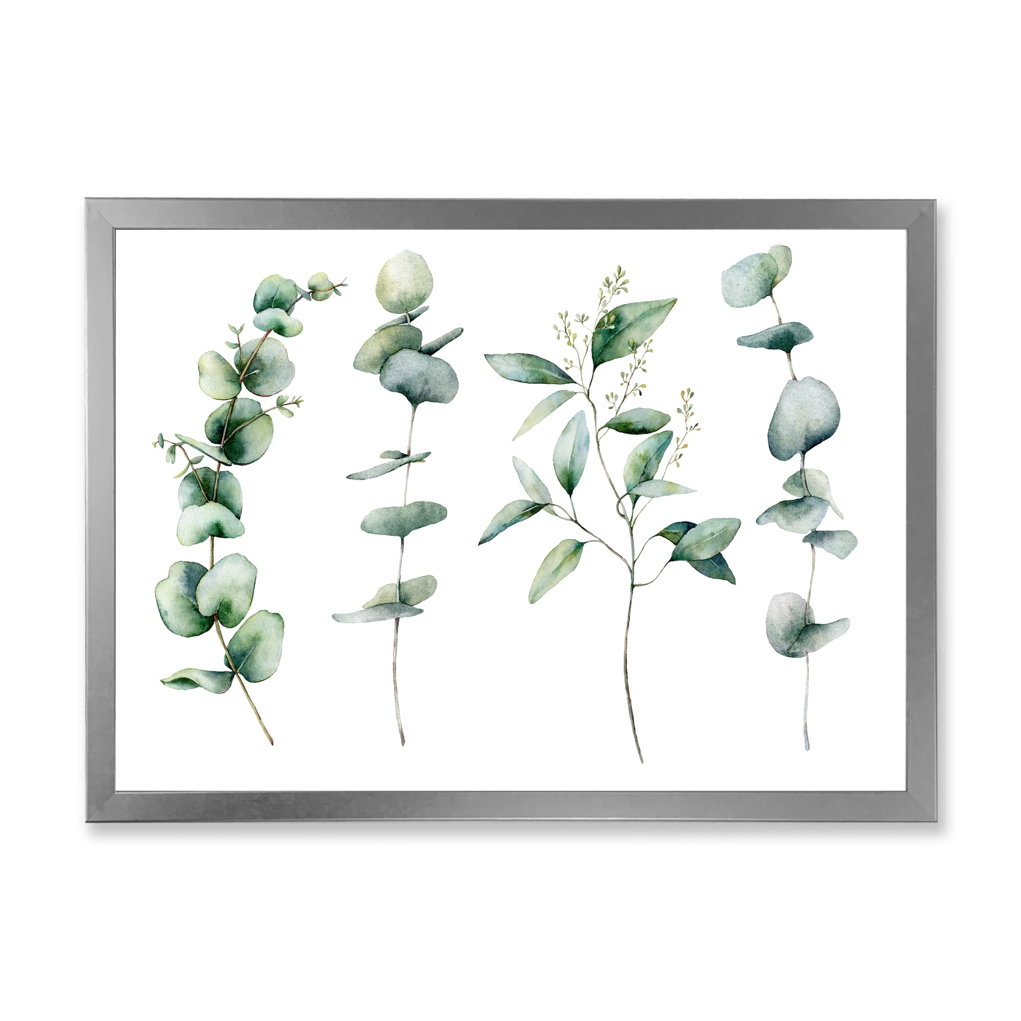 Designart 'Green Eucalyptus Plant Branches I' Traditional Framed Art Print