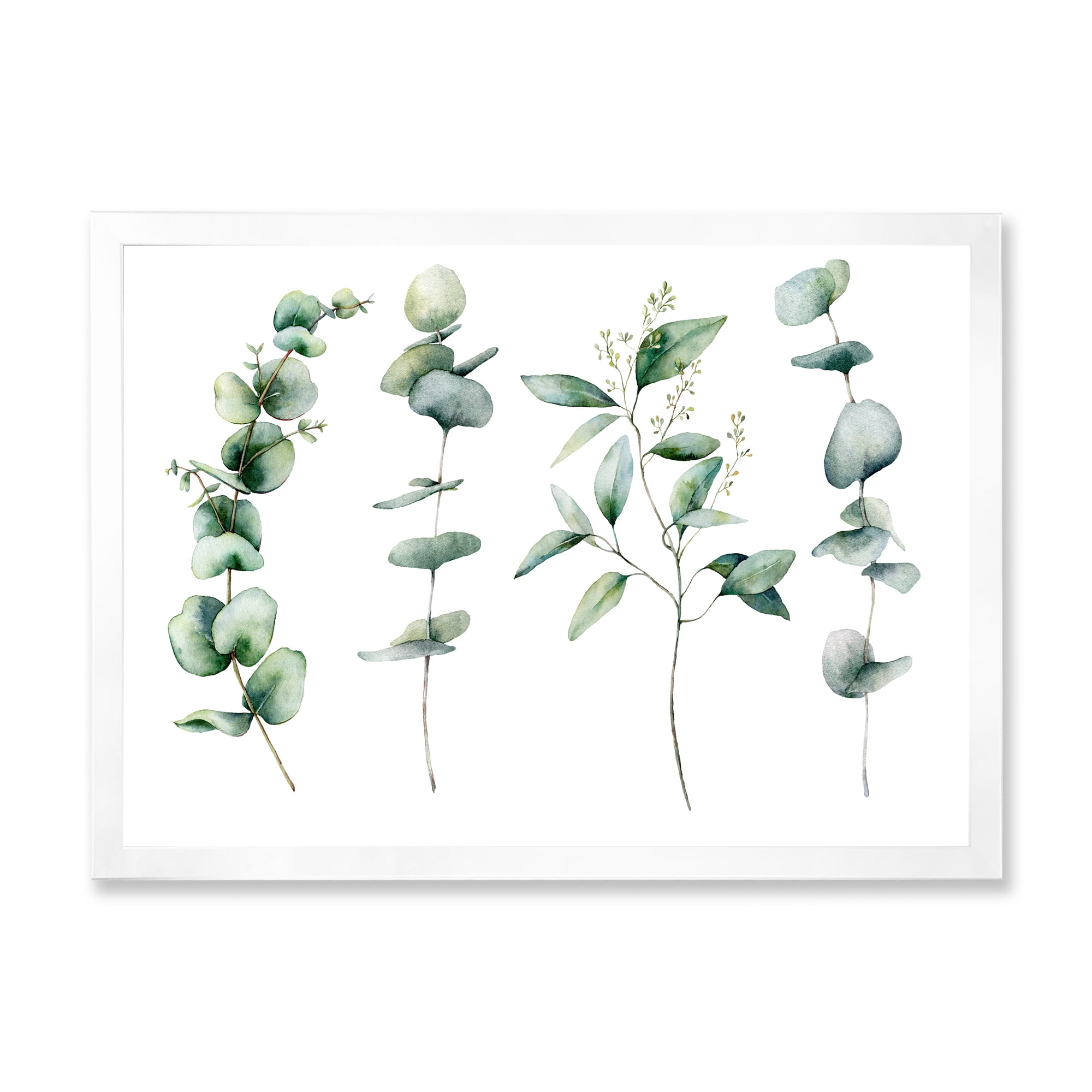 Designart 'Green Eucalyptus Plant Branches I' Traditional Framed Art Print