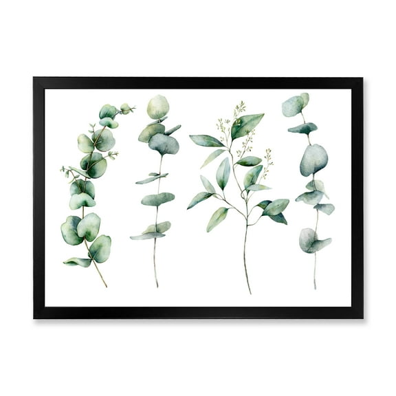 Designart 'Green Eucalyptus Plant Branches I' Traditional Framed Art Print