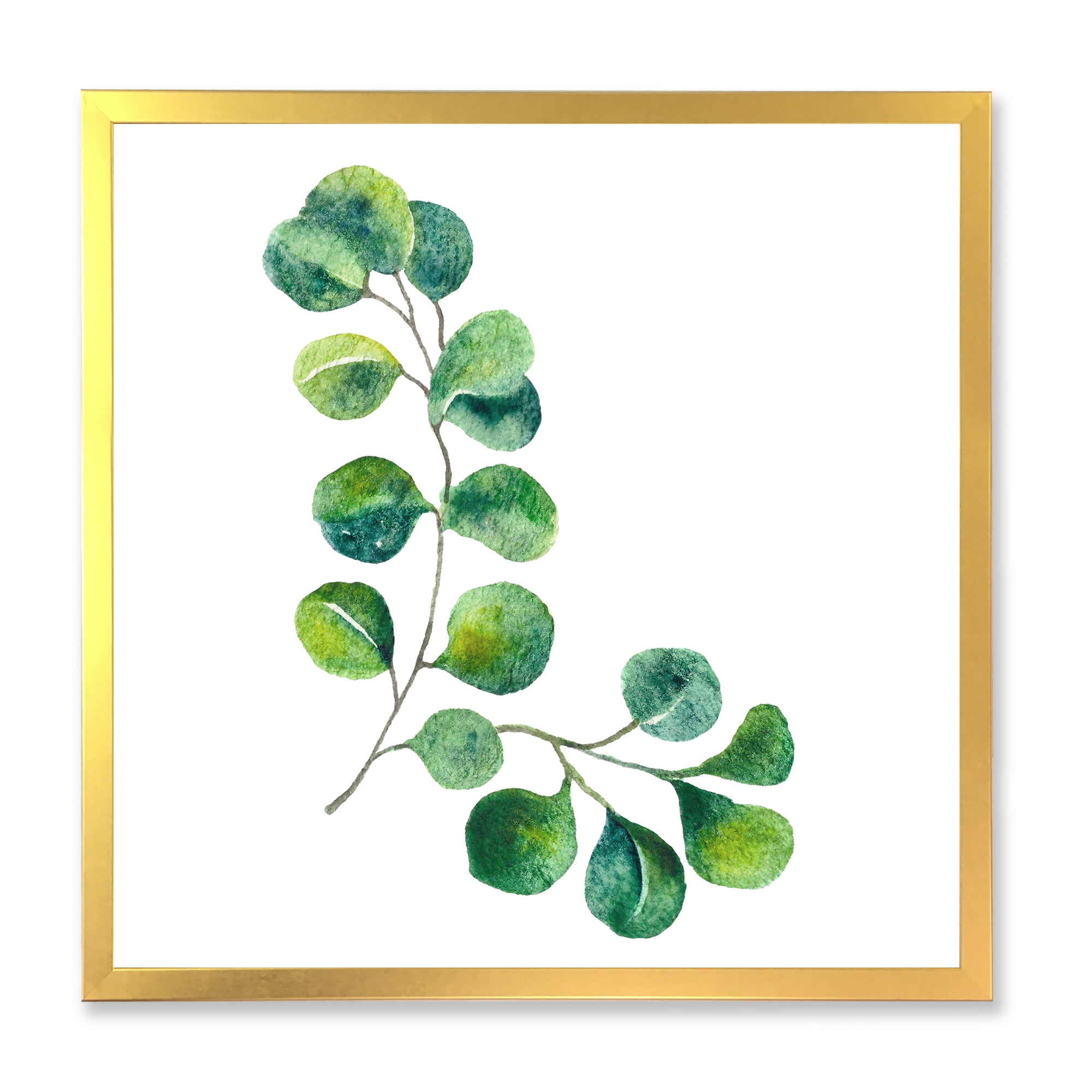 Designart 'Green Eucalyptus Plant Branches II' Traditional Framed Art Print