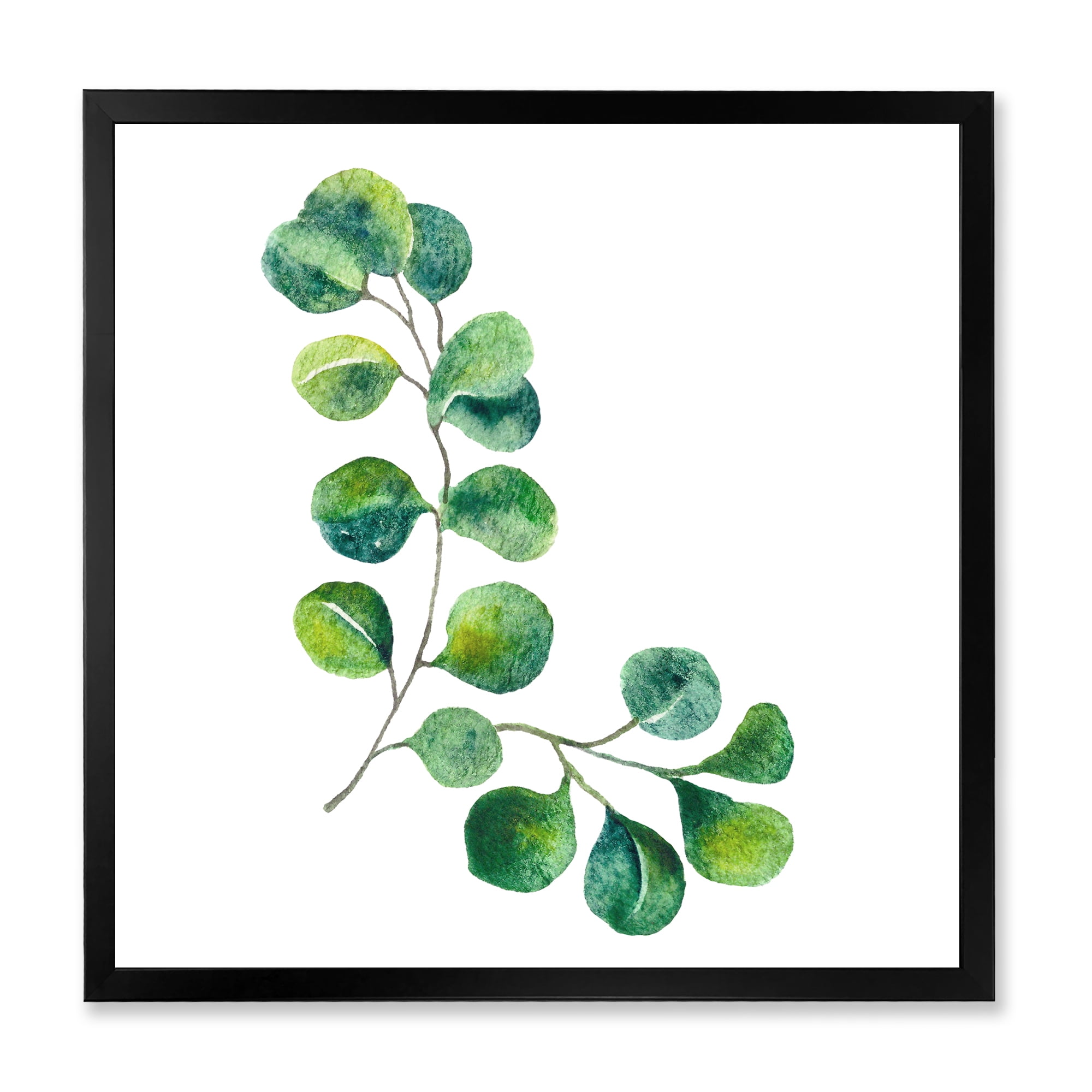 Designart 'Green Eucalyptus Plant Branches II' Traditional Framed Art Print